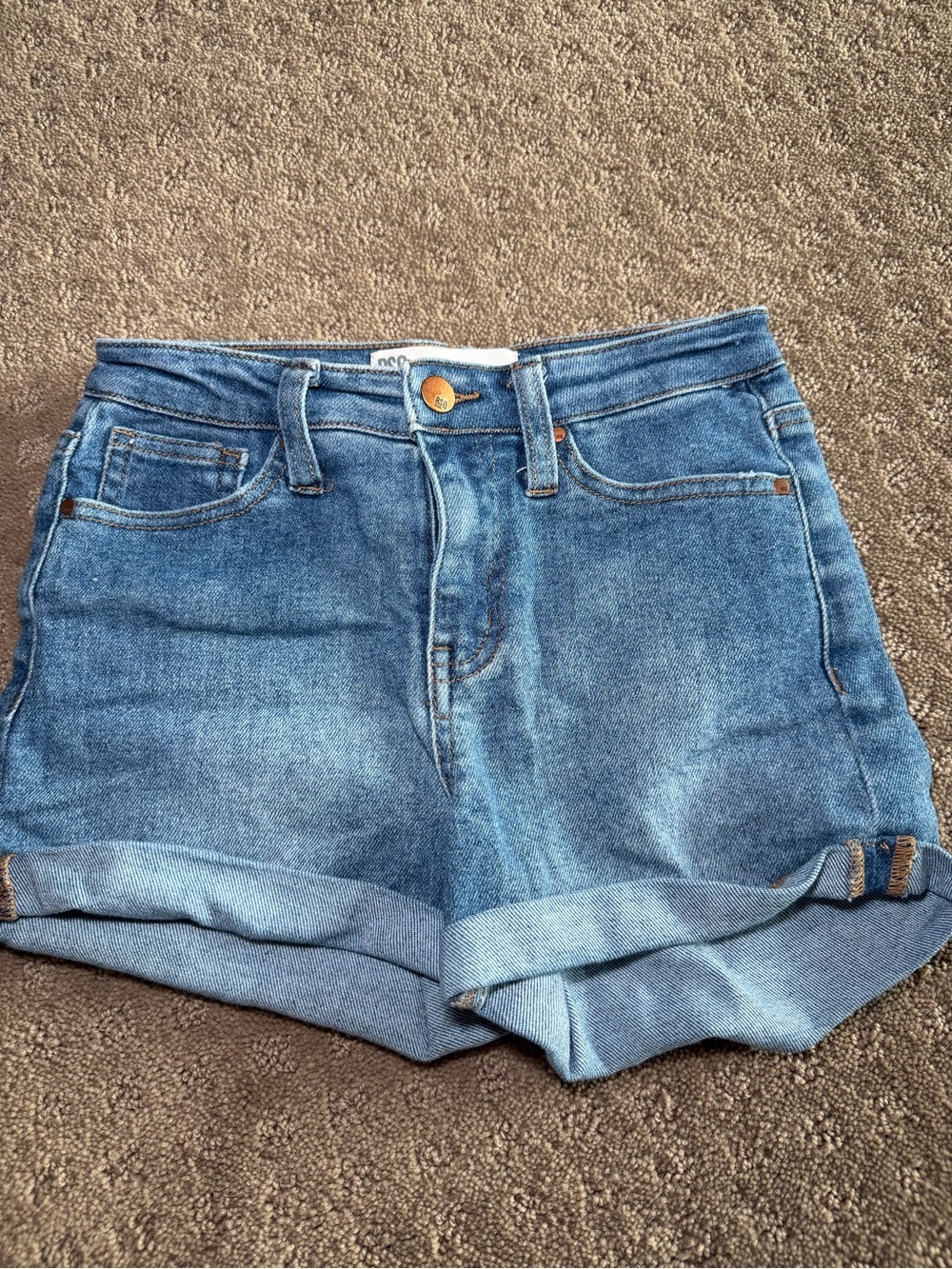 RSQ Mid-Blue Cuffed Denim Shorts
